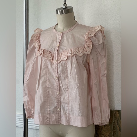 Rebecca Taylor La Vie Cotton Eyelet Ruffle Button down - Picture 2 of 11
